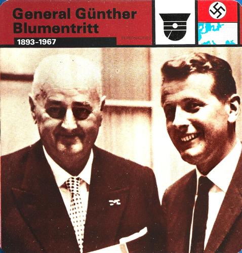 1977 Edito-Service World War II - Deck 85 #13-036-85-09 General Gunther Blumentritt Front