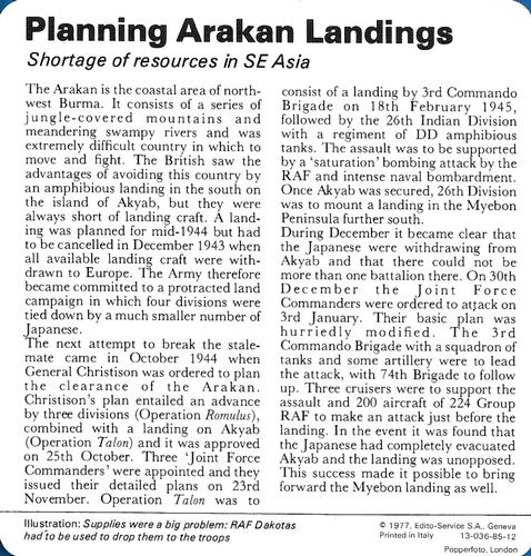 1977 Edito-Service World War II - Deck 85 #13-036-85-12 Planning the Arakan Landings Back