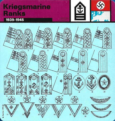 1977 Edito-Service World War II - Deck 85 #13-036-85-15 Kriegsmarine Ranks Front