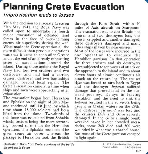 1977 Edito-Service World War II - Deck 85 #13-036-85-16 Planning Crete Evacuation Back