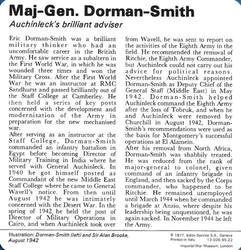 1977 Edito-Service World War II - Deck 85 #13-036-85-22 Major-General Dorman-Smith Back