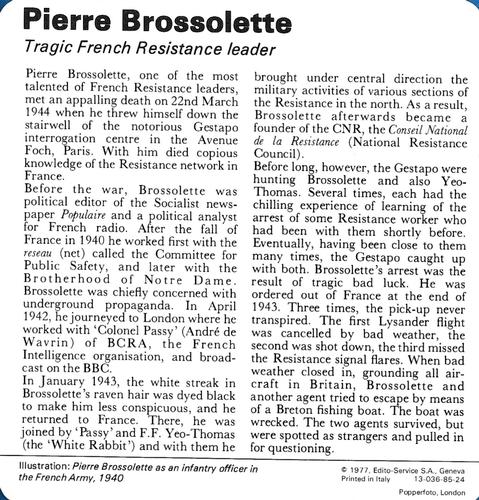 1977 Edito-Service World War II - Deck 85 #13-036-85-24 Pierre Brossolette Back