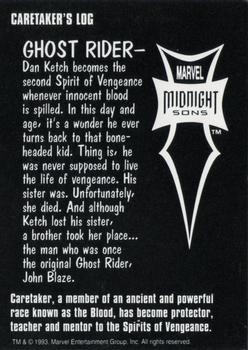 1993 Marvel Midnight Sons #NNO Ghost Rider Back