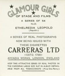 1939 Carreras Glamour Girls of Stage and Films (Small) #23 Ethelreda Leopold Back