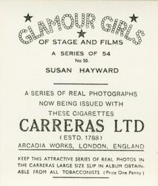 1939 Carreras Glamour Girls of Stage and Films (Small) #50 Susan Hayward Back