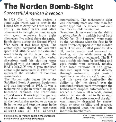 1977 Edito-Service World War II - Deck 87 #13-036-87-08 The Norden Bomb-Sight Back