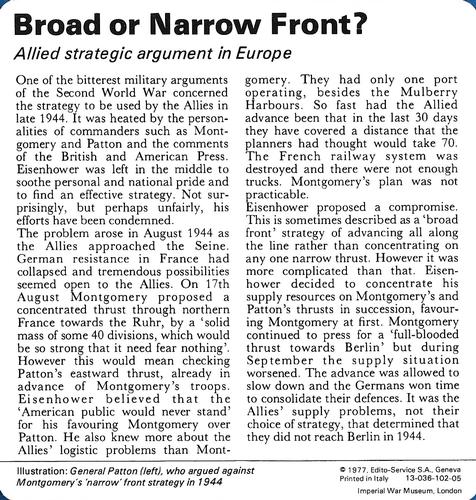1977 Edito-Service World War II - Deck 102 #13-036-102-05 Broad or Narrow Front? Back
