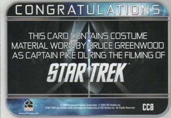 2009 Rittenhouse Star Trek Movie Cards - Costumes #CC8 Captain Pike Back
