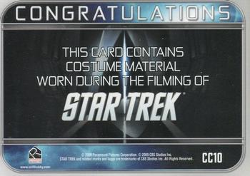 2009 Rittenhouse Star Trek Movie Cards - Costumes #CC10 Male Cadet Back