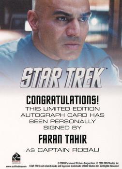 2009 Rittenhouse Star Trek Movie Cards - Autographs #NNO Faran Tahir Back