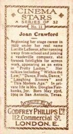 1930 Godfrey Phillips Cinema Stars (B&W) #11 Joan Crawford Back