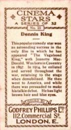 1930 Godfrey Phillips Cinema Stars (B&W) #25 Dennis King Back