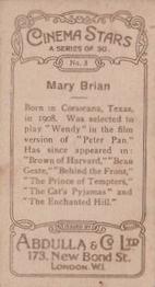 1930 Abdulla Cinema Stars (Brown) #3 Mary Brian Back
