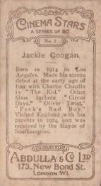 1930 Abdulla Cinema Stars (Brown) #5 Jackie Coogan Back