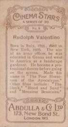1930 Abdulla Cinema Stars (Brown) #9 Rudolph Valentino Back