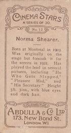 1930 Abdulla Cinema Stars (Brown) #12 Norma Shearer Back