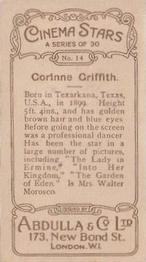 1930 Abdulla Cinema Stars (Brown) #14 Corinne Griffith Back