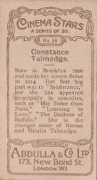 1930 Abdulla Cinema Stars (Brown) #18 Constance Talmadge Back