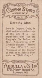 1930 Abdulla Cinema Stars (Brown) #23 Dorothy Gish Back