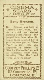1933 Godfrey Phillips Cinema Stars #10 Betty Bronson Back