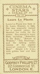 1933 Godfrey Phillips Cinema Stars #13 Laura La Plante Back