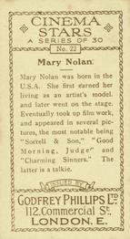 1933 Godfrey Phillips Cinema Stars #22 Mary Nolan Back