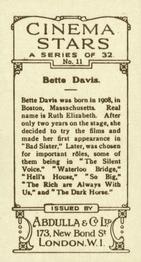 1933 Abdulla Cinema Stars (Brown Tone) #11 Bette Davis Back