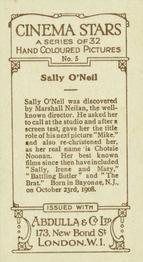 1934 Abdulla Cinema Stars (Hand Colored) #5 Sally O'Neil Back