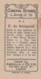 1934 Abdulla Cinema Stars #6 Pierre De Guingand Back