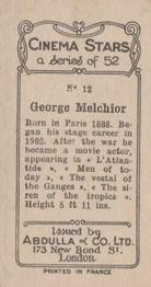 1934 Abdulla Cinema Stars #12 Georges Melchior Back