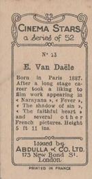 1934 Abdulla Cinema Stars #13 Edmond Van Daele Back