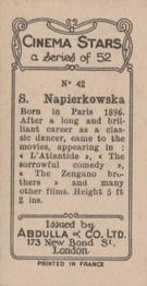 1934 Abdulla Cinema Stars #42 Stacia Napierkowska Back