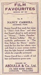 1934 Abdulla Film Favorites #5 Nancy Carroll Back
