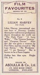 1934 Abdulla Film Favorites #9 Lilian Harvey Back