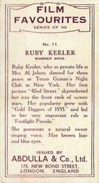 1934 Abdulla Film Favorites #11 Ruby Keeler Back