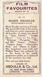 1934 Abdulla Film Favorites #13 Marie Dressler Back
