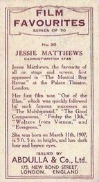 1934 Abdulla Film Favorites #30 Jessie Matthews Back