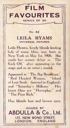 1934 Abdulla Film Favorites #42 Leila Hyams Back