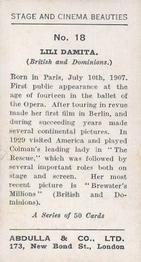 1935 Abdulla Stage and Cinema Beauties #18 Lili Damita Back