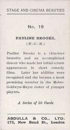 1935 Abdulla Stage and Cinema Beauties #19 Pauline Brooks Back