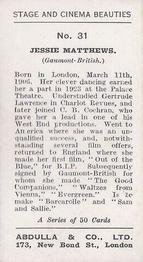 1935 Abdulla Stage and Cinema Beauties #31 Jessie Matthews Back