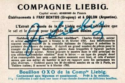 1921 Liebig (Famous Actors-Playwrights) (French text) (F1114, S1111) #NNO Freidrich Schiller Back