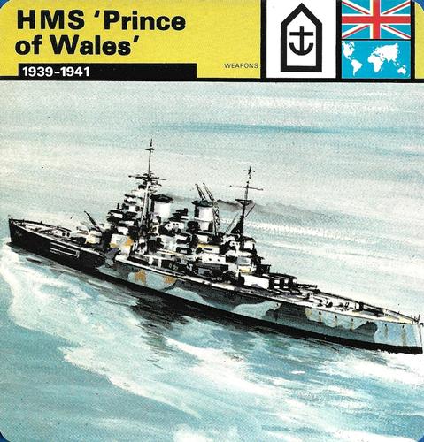 1977 Edito-Service World War II - Deck 105 #13-036-105-08 HMS 'Prince of Wales' Front