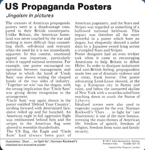 1977 Edito-Service World War II - Deck 107 #13-036-107-13 US Propaganda Posters Back