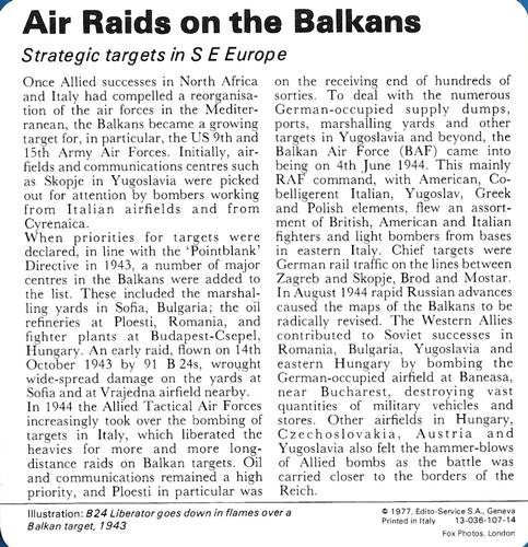 1977 Edito-Service World War II - Deck 107 #13-036-107-14 Air Raids on the Balkans Back