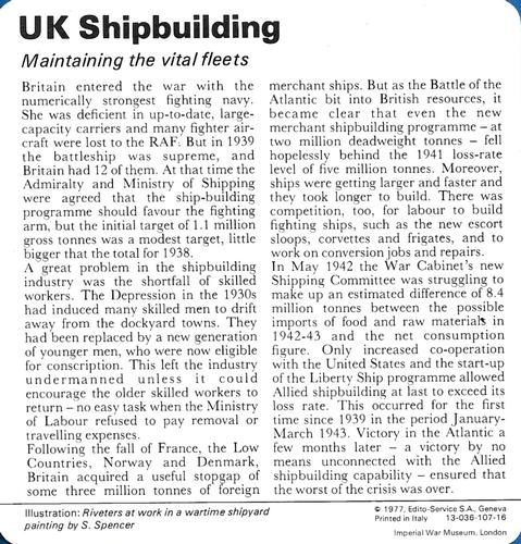 1977 Edito-Service World War II - Deck 107 #13-036-107-16 UK Shipbuilding Back