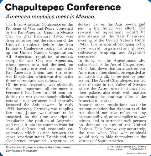 1977 Edito-Service World War II - Deck 108 #13-036-108-17 Chapultepec Conference Back