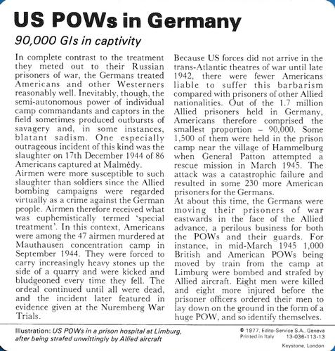 1977 Edito-Service World War II - Deck 113 #13-036-113-13 US POWs in Germany Back