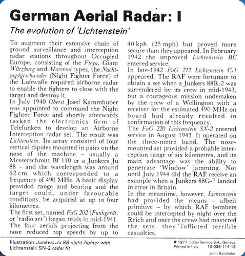 1977 Edito-Service World War II - Deck 114 #13-036-114-12 German Aerial Radar: I Back