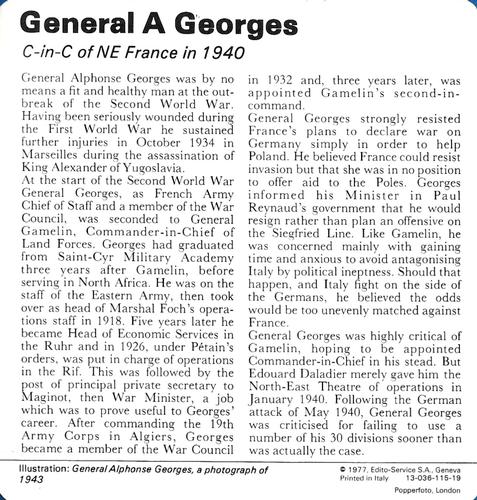 1977 Edito-Service World War II - Deck 115 #13-036-115-19 General A Georges Back